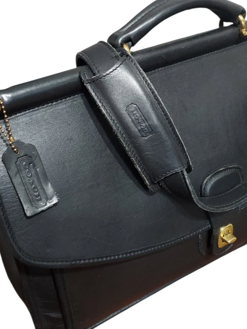 Coach Vintage 1998 Beekman Briefcase Leather W/ Brass Turnlock HW Gently Loved